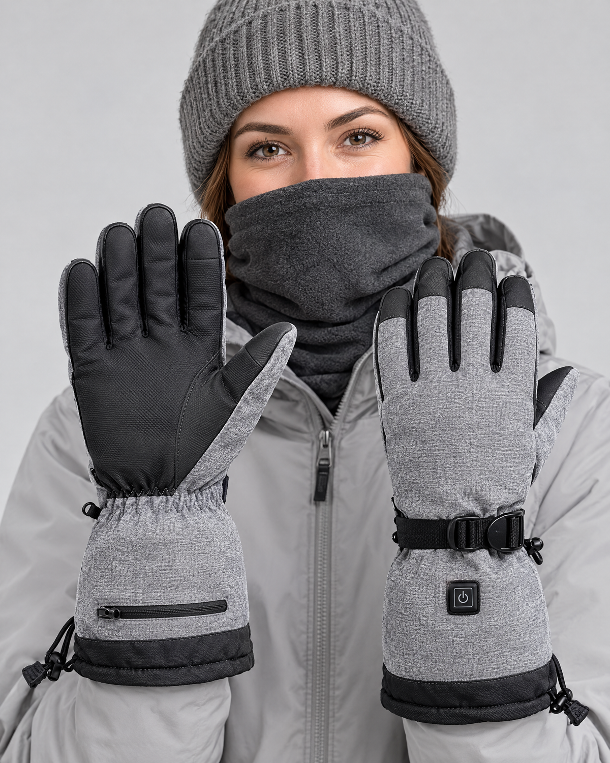 Electric Heated Winter Gloves — Y006 Gray Gloves Pair — hero [WB gallery 18/1]