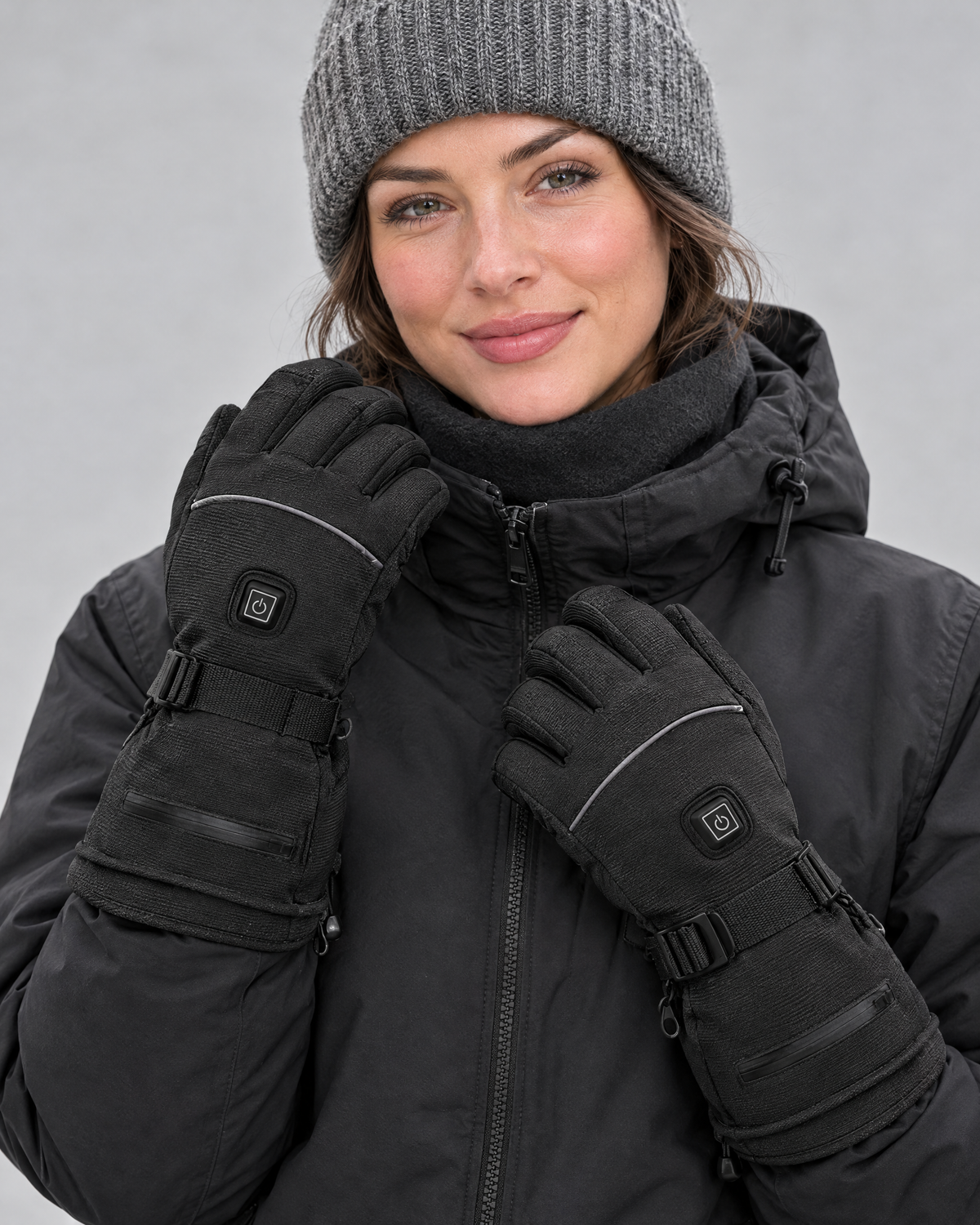 Electric Heated Winter Gloves — AB9008 Black Gloves BatteryBox Pair — hero [WB gallery 24/1]