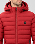 Men's USB Heated Jacket — 9 Areas Heated Red — collar detail [WB gallery 17/4]