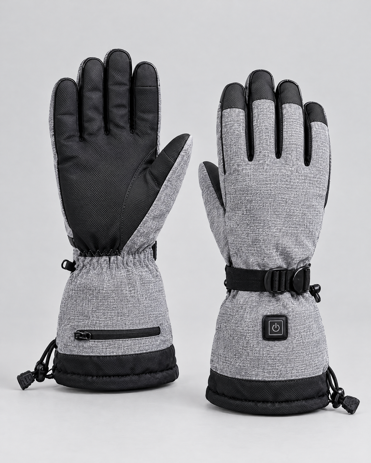 Electric Heated Winter Gloves — Y006 Gray Gloves BatteryBox Pair — product front [WB gallery 19/2]