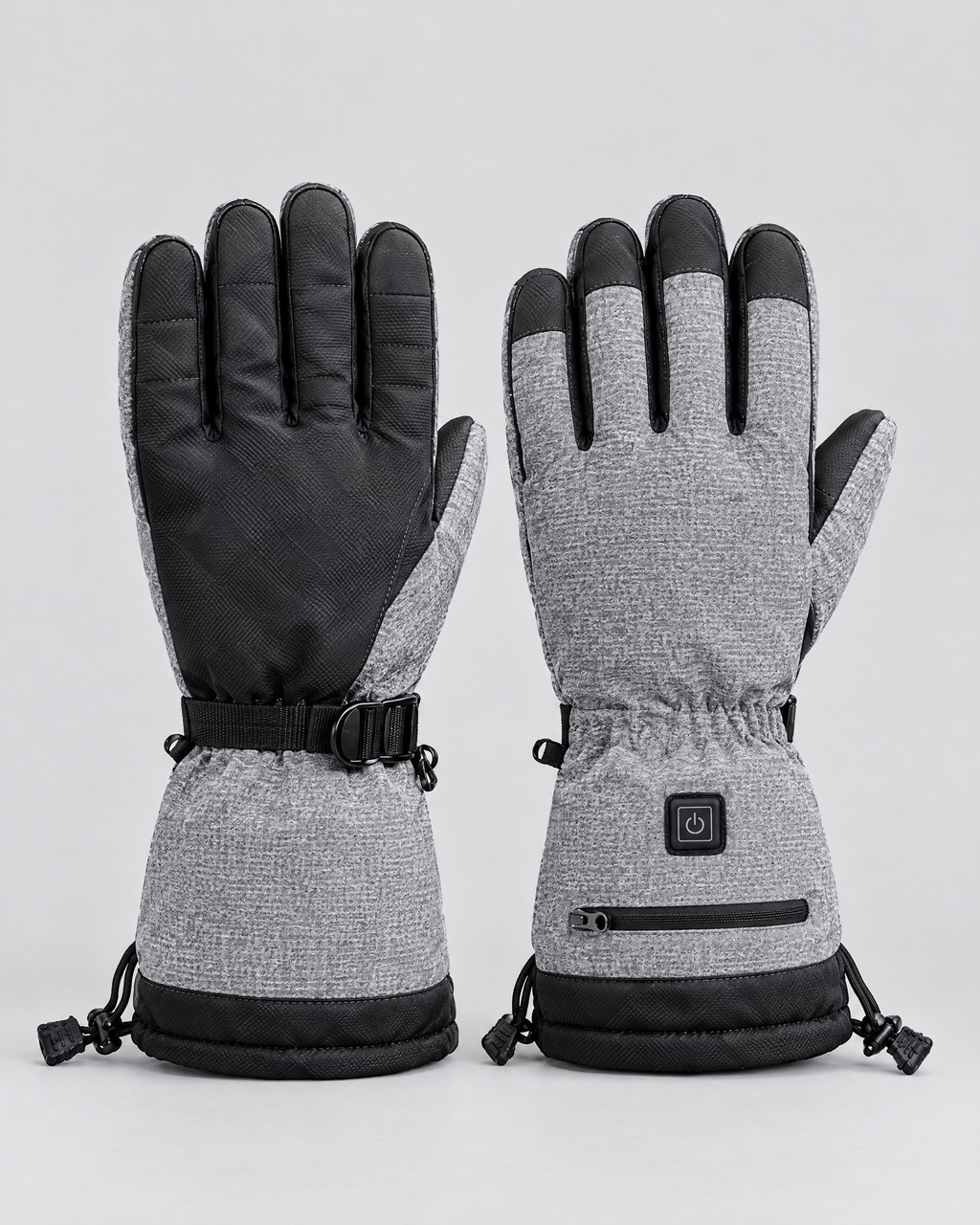 Electric Heated Winter Gloves — Y006 Gray Gloves BatteryBox Pair — product back [WB gallery 19/3]