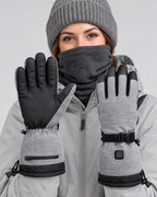 Electric Heated Winter Gloves — Y006 Gray Gloves BatteryBox Pair — fit detail [WB gallery 19/5]