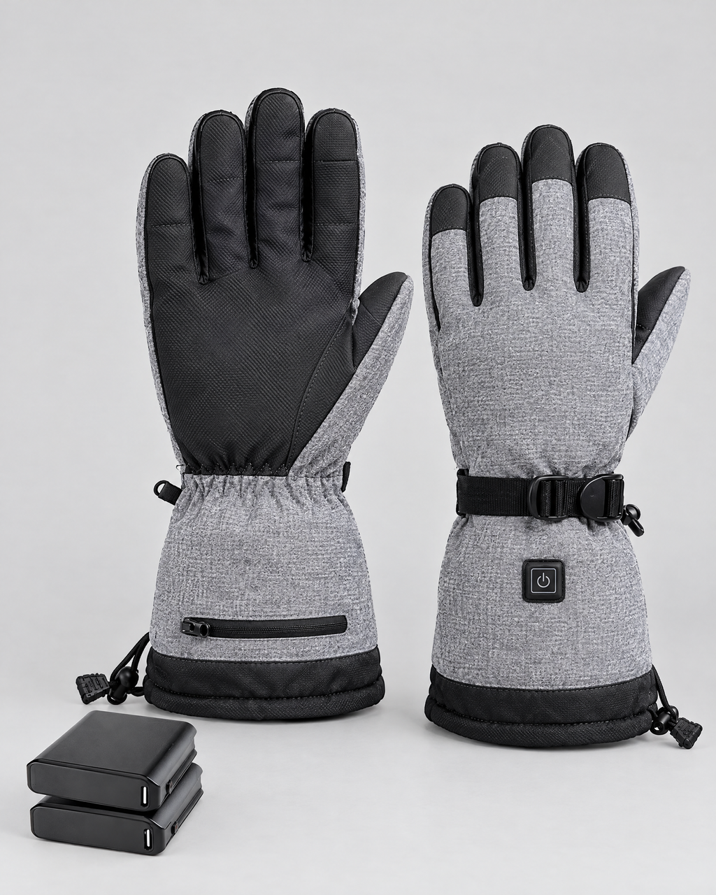 Electric Heated Winter Gloves — Y006 Gray Gloves 4000mAh Battery Box — product back [WB gallery 20/3]
