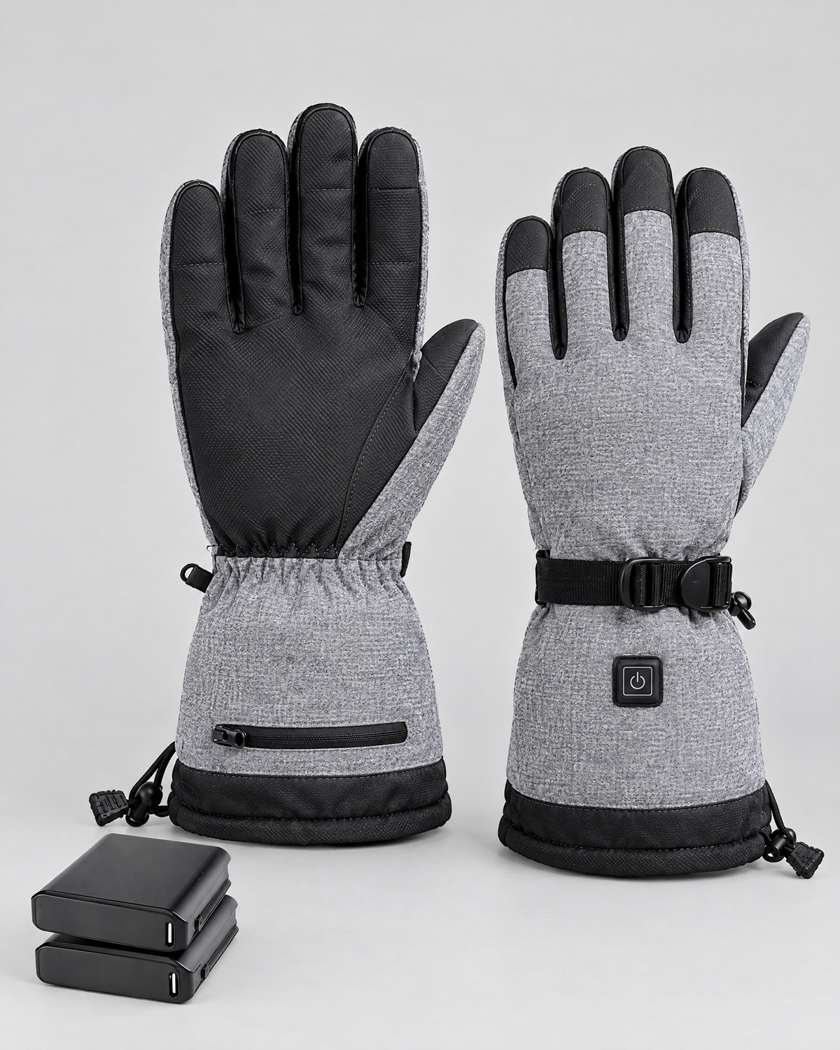 Electric Heated Winter Gloves — Y006 Gray Gloves 4000mAh Battery Box — product back [WB gallery 20/3]