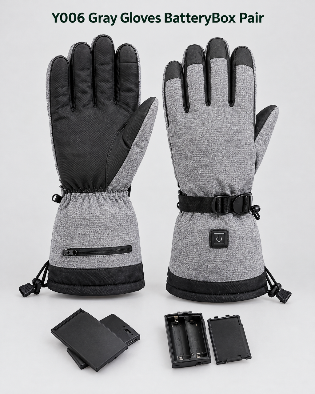 Electric Heated Winter Gloves — Y006 Gray Gloves BatteryBox Pair — contents guide [WB gallery 19/8]