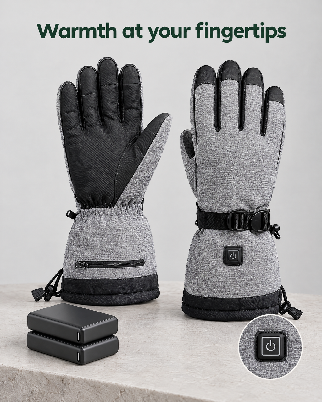 Electric Heated Winter Gloves — Y006 Gray Gloves 4000mAh Battery Box — feature guide [WB gallery 20/7]