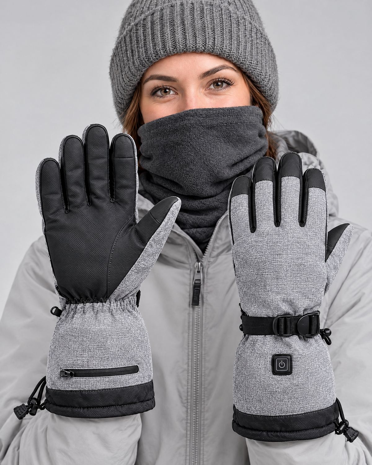 Electric Heated Winter Gloves — Y006 Gray Gloves KC 5000mAh Battery Box — fit detail [WB gallery 21/5]