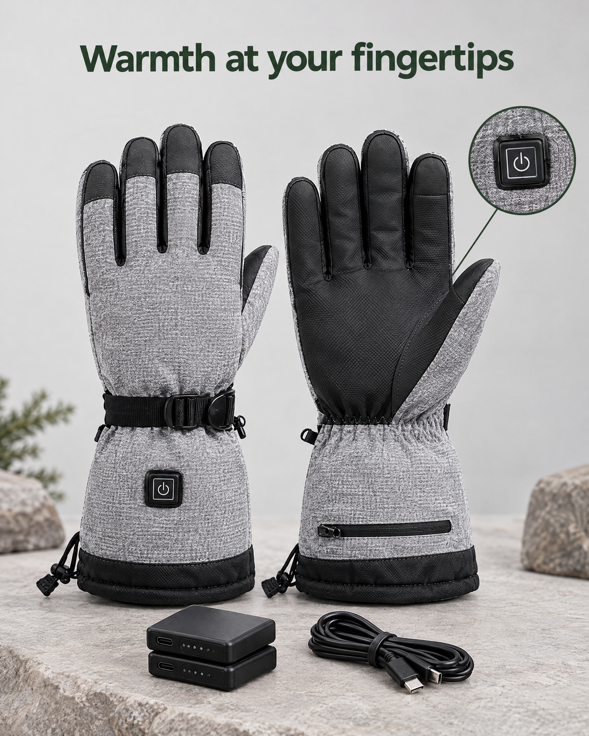 Electric Heated Winter Gloves — Y006 Gray Gloves KC 5000mAh Battery Box — feature guide [WB gallery 21/7]