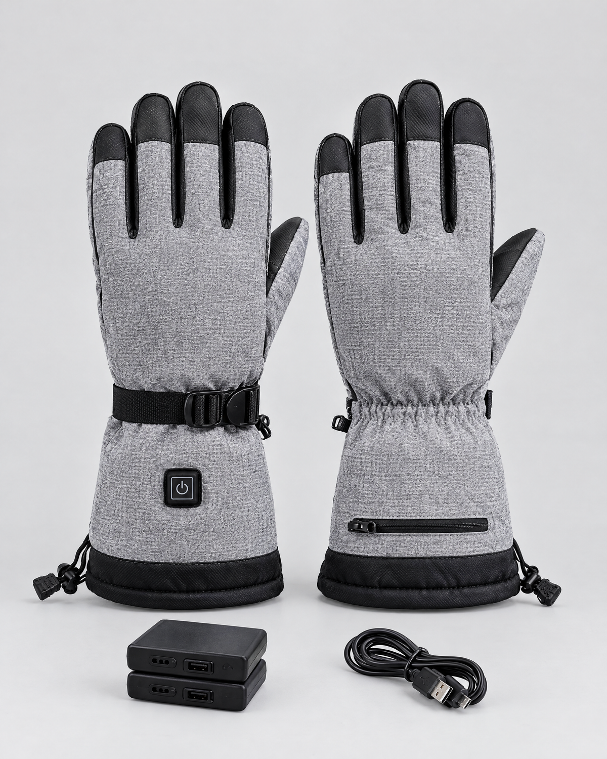 Electric Heated Winter Gloves — Y006 Gray Gloves KC 5000mAh Battery Box — product back [WB gallery 21/3]