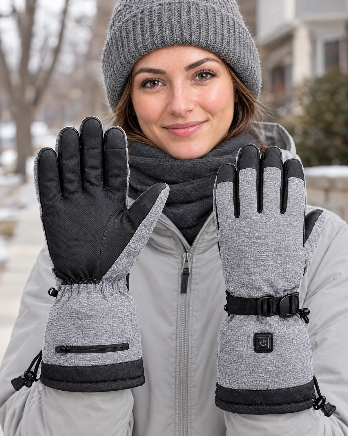 Electric Heated Winter Gloves — Y006 Gray Gloves KC 5000mAh Battery Box — lifestyle [WB gallery 21/6]