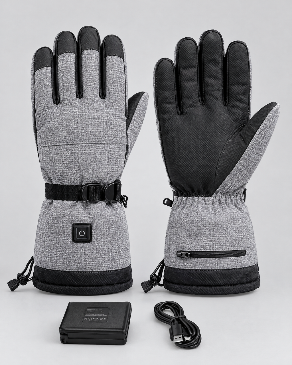 Electric Heated Winter Gloves — Y006 Gray Gloves 6000mAh Battery Box — product back [WB gallery 22/3]