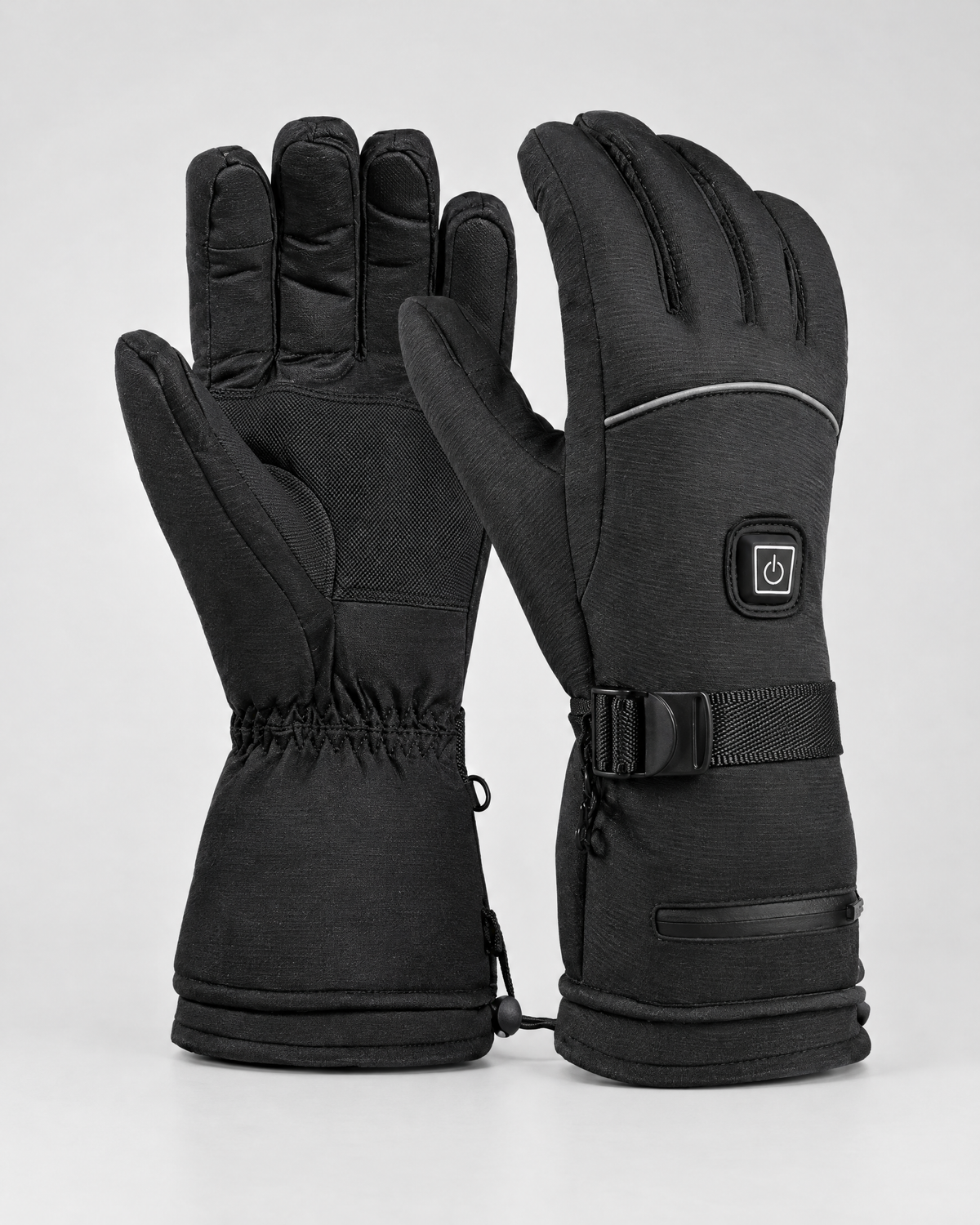 Electric Heated Winter Gloves — AB9008 Black Gloves Pair — product front [WB gallery 23/2]