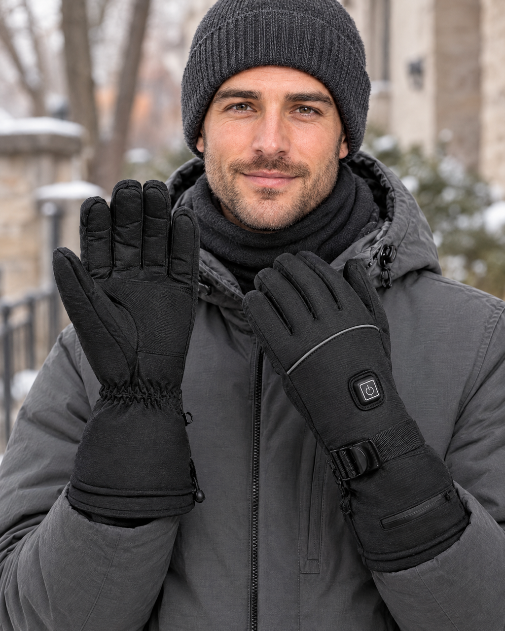 Electric Heated Winter Gloves — AB9008 Black Gloves Pair — lifestyle [WB gallery 23/6]