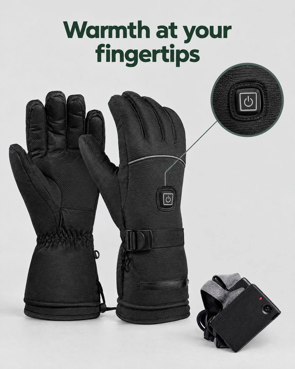 Electric Heated Winter Gloves — AB9008 Black Gloves BatteryBox Pair — feature guide [WB gallery 24/7]