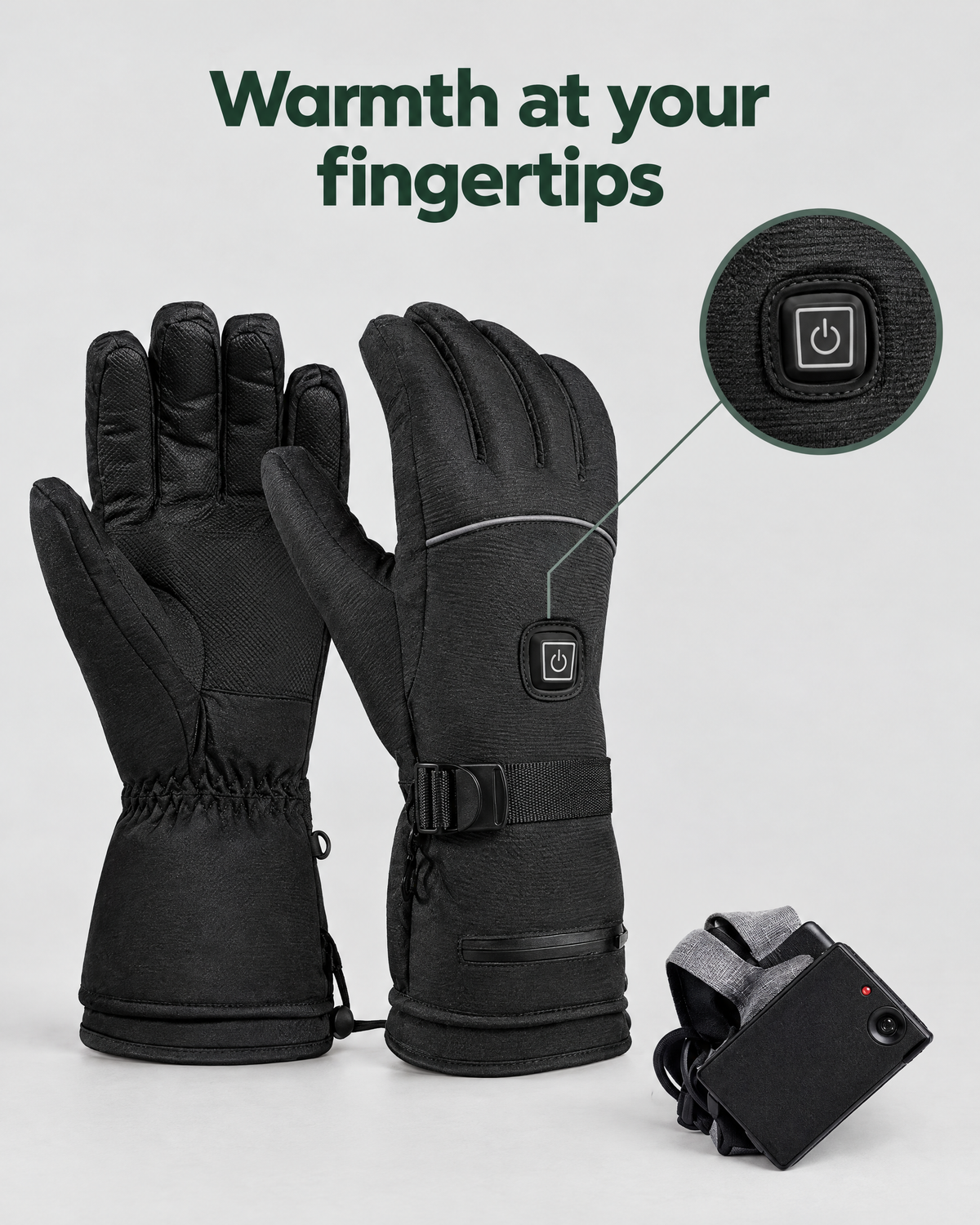 Electric Heated Winter Gloves — AB9008 Black Gloves BatteryBox Pair — feature guide [WB gallery 24/7]