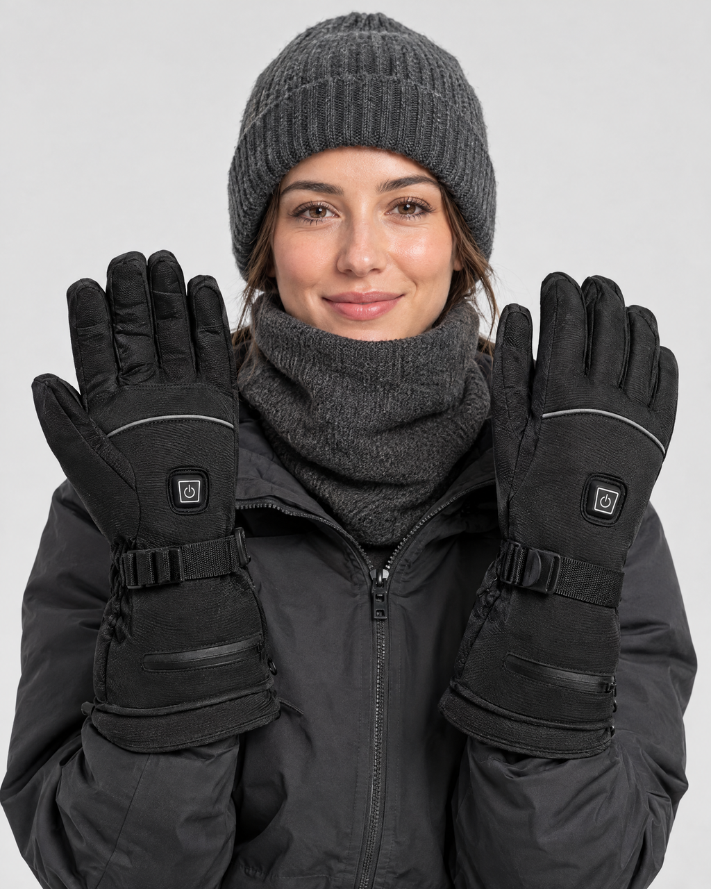 Electric Heated Winter Gloves — AB9008 Black Gloves 4000mAh Battery Box — hero [WB gallery 25/1]