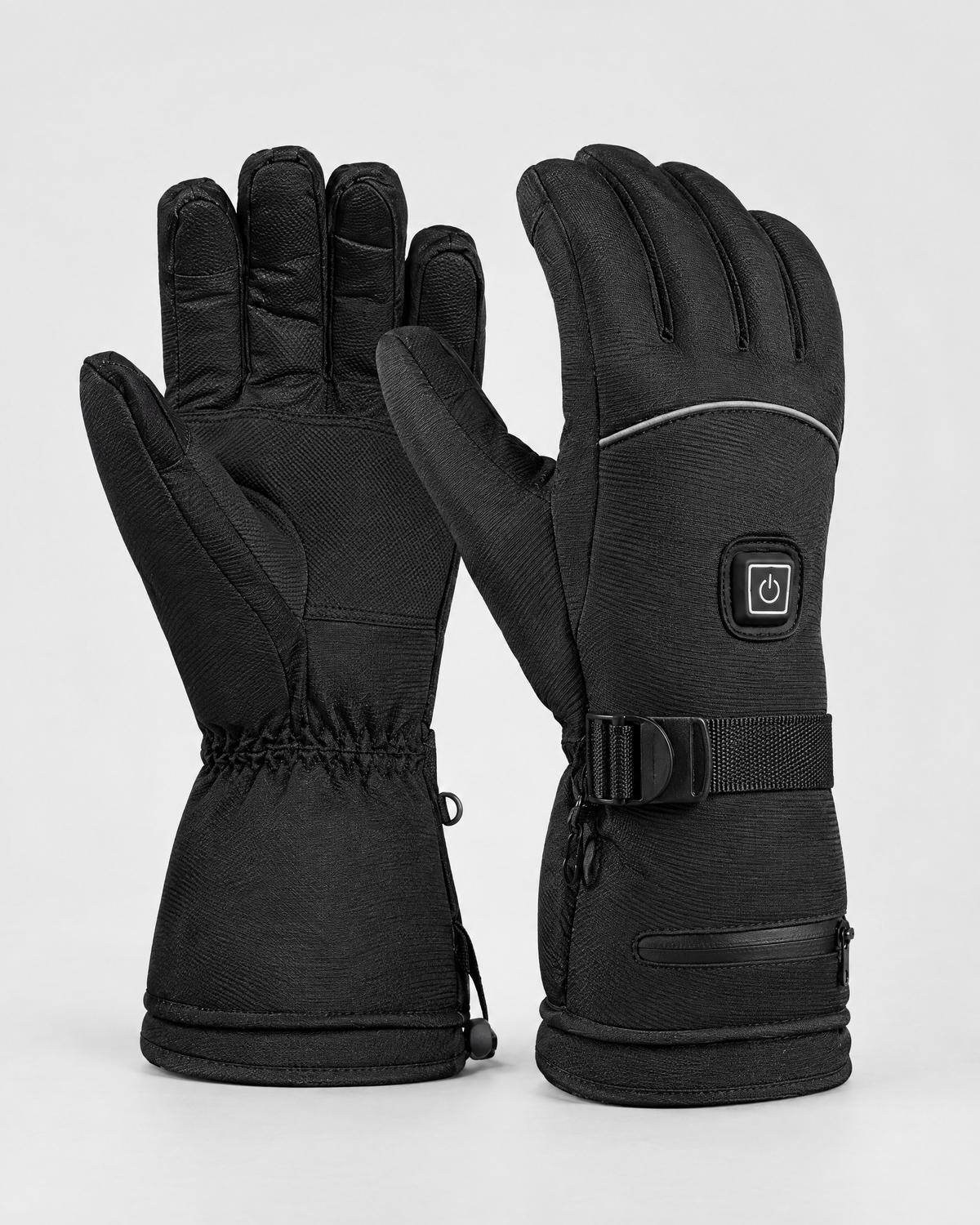 Electric Heated Winter Gloves — AB9008 Black Gloves 4000mAh Battery Box — product front [WB gallery 25/2]