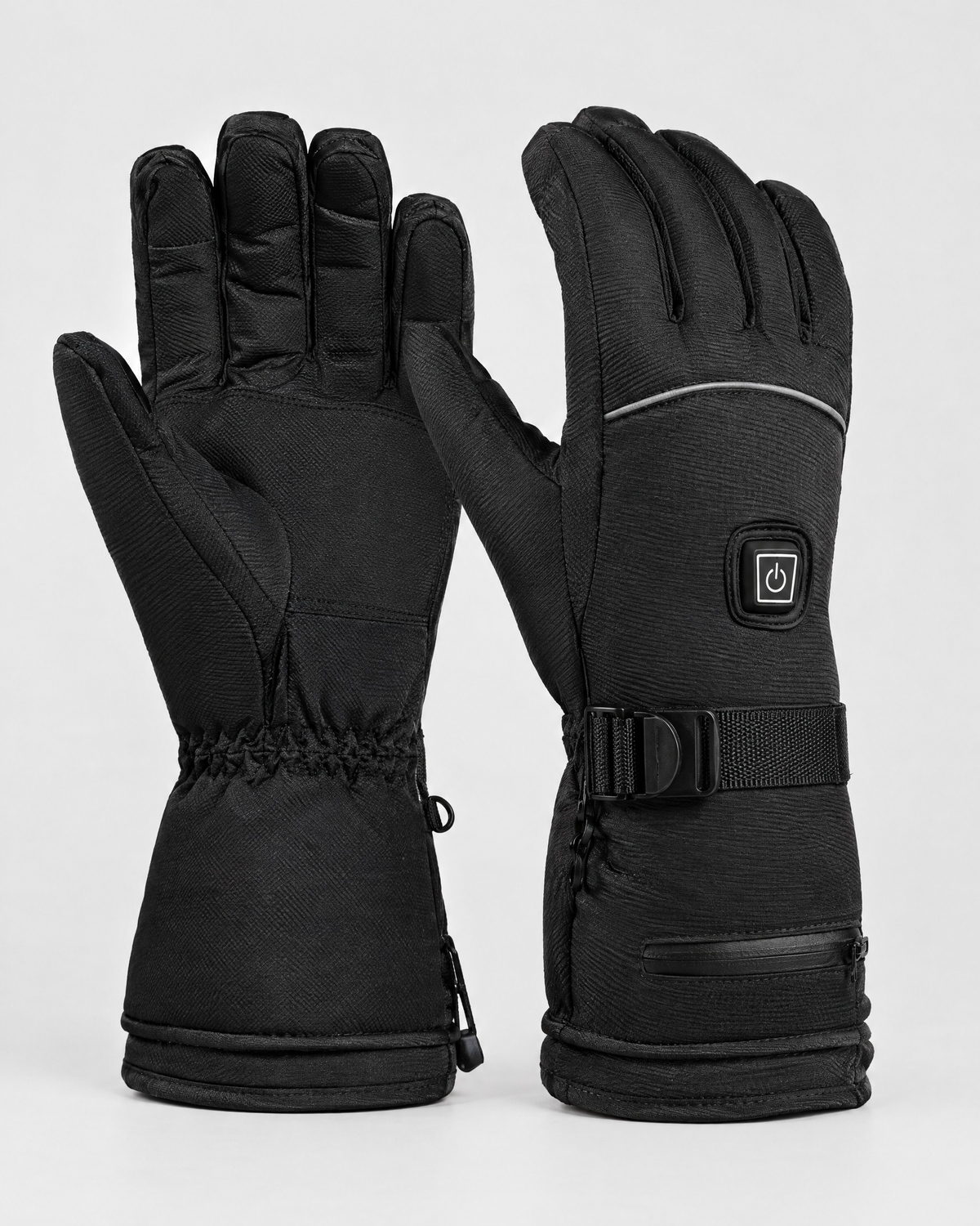 Electric Heated Winter Gloves — AB9008 Black Gloves 4000mAh Battery Box — product back [WB gallery 25/3]