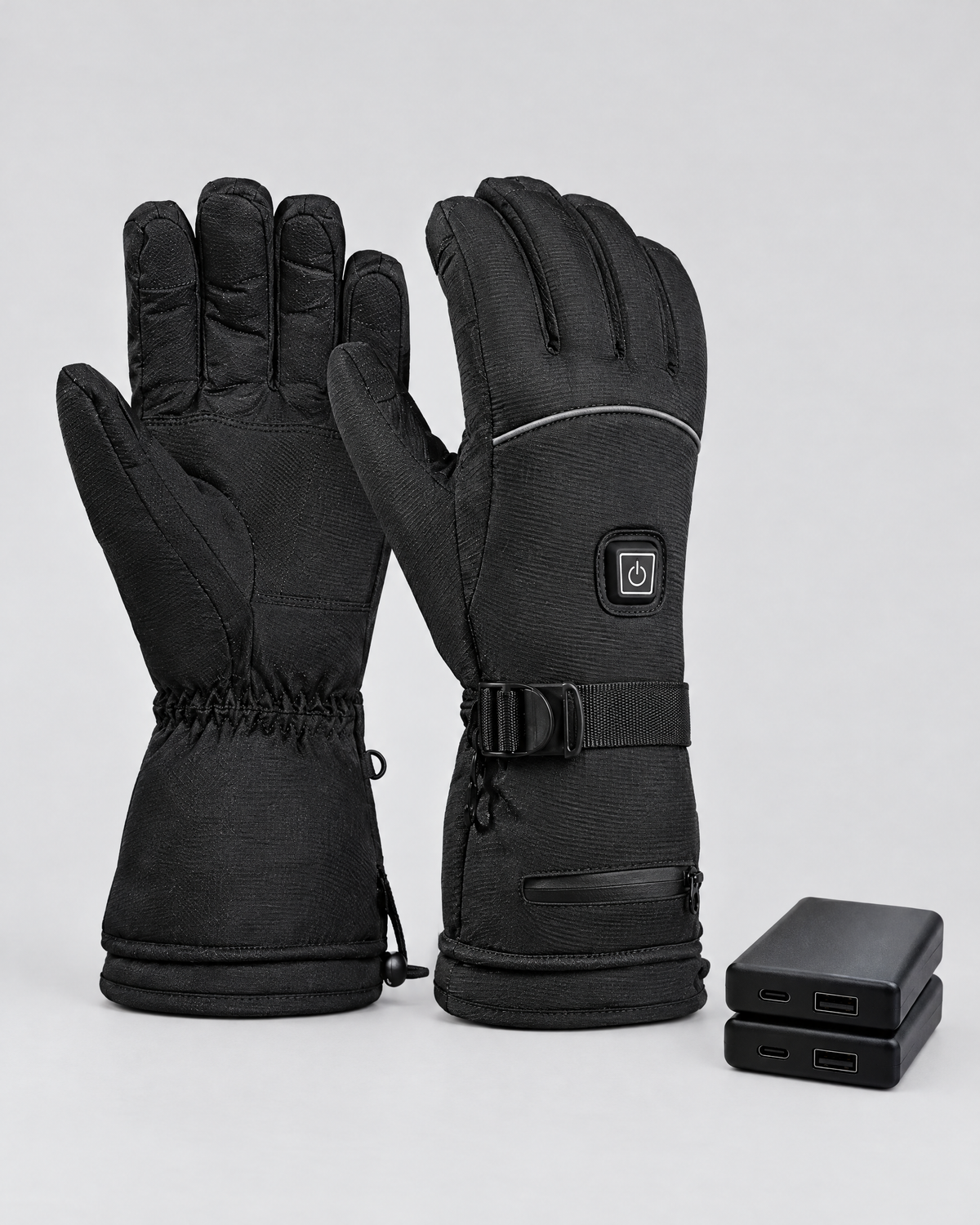 Electric Heated Winter Gloves — AB9008 Black Gloves 6000mAh Battery Box — product back [WB gallery 27/3]