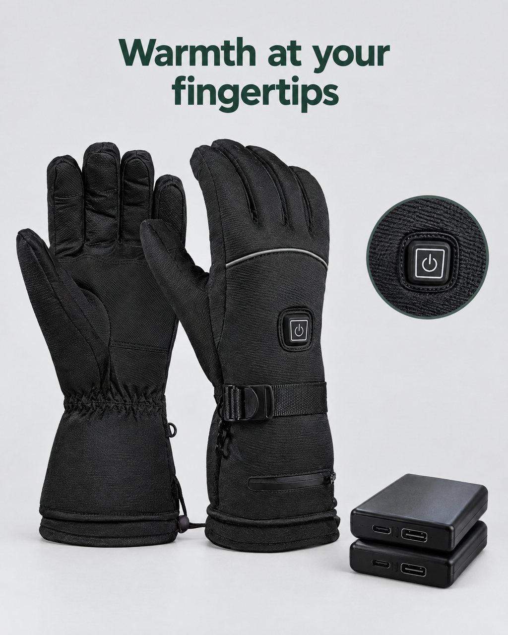 Electric Heated Winter Gloves — AB9008 Black Gloves 6000mAh Battery Box — feature guide [WB gallery 27/7]