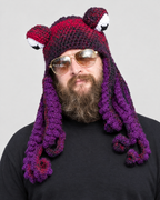 Crochet Octopus Beanie — Red Dark Purple — hero [WB gallery 30/1]