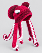 Crochet Octopus Beanie — Rose Red White — product front [WB gallery 29/2]