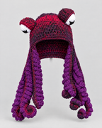 Crochet Octopus Beanie — Red Dark Purple — product front [WB gallery 30/2]