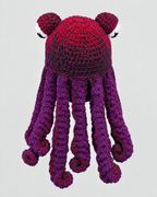 Crochet Octopus Beanie — Red Dark Purple — product back [WB gallery 30/3]