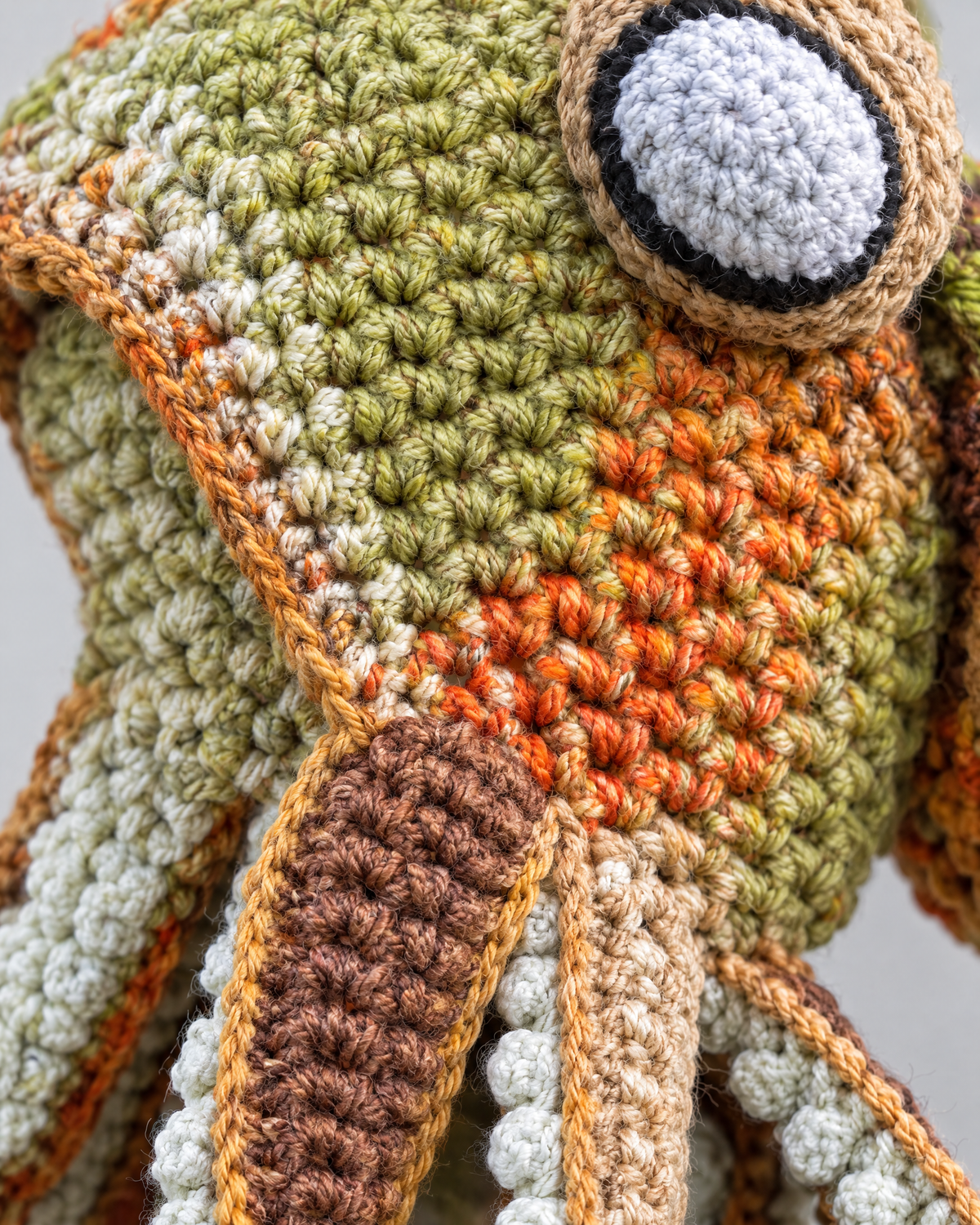 Crochet Octopus Beanie — Light Khaki Green — material [WB gallery 28/4]