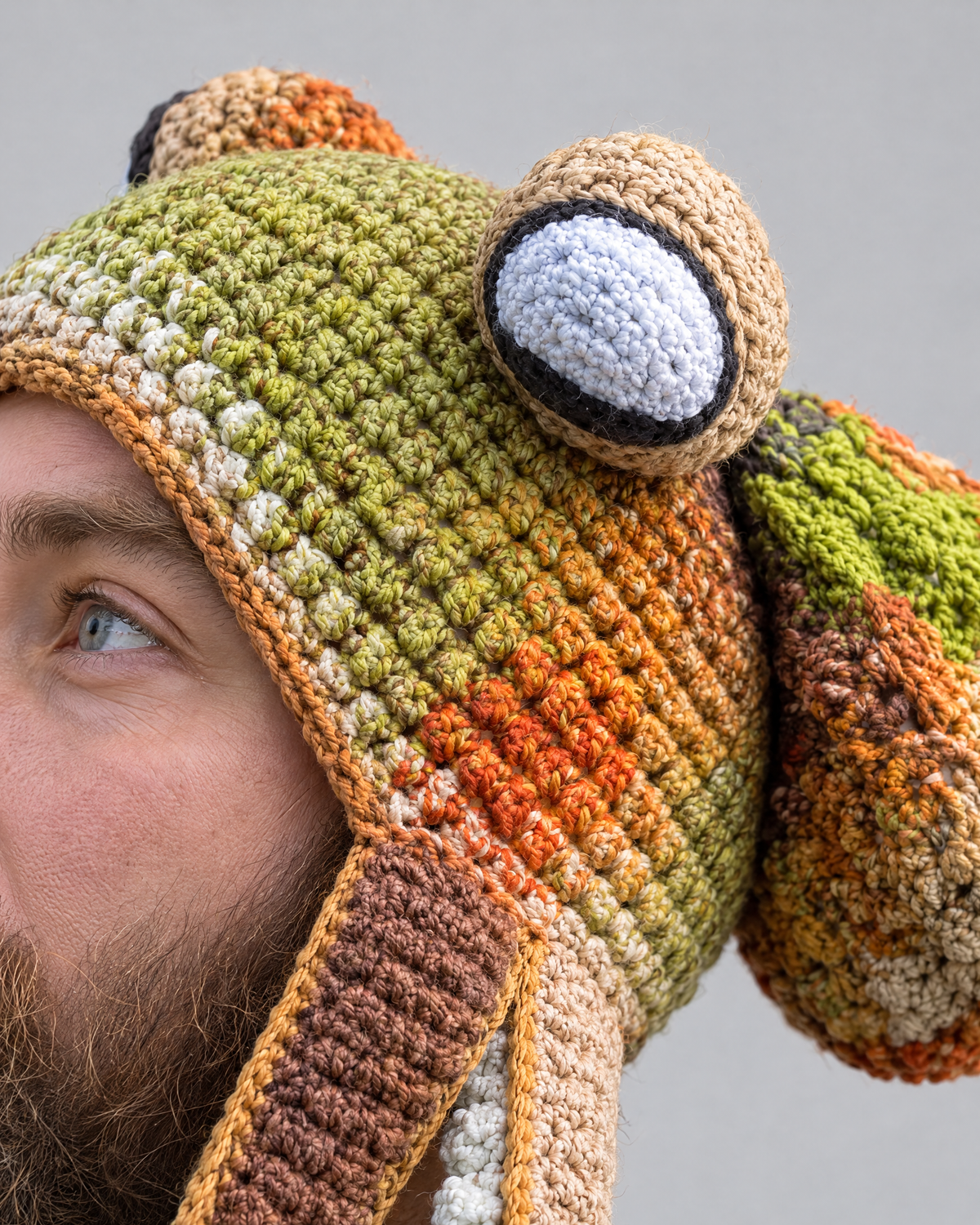 Crochet Octopus Beanie — Light Khaki Green — fit detail [WB gallery 28/5]
