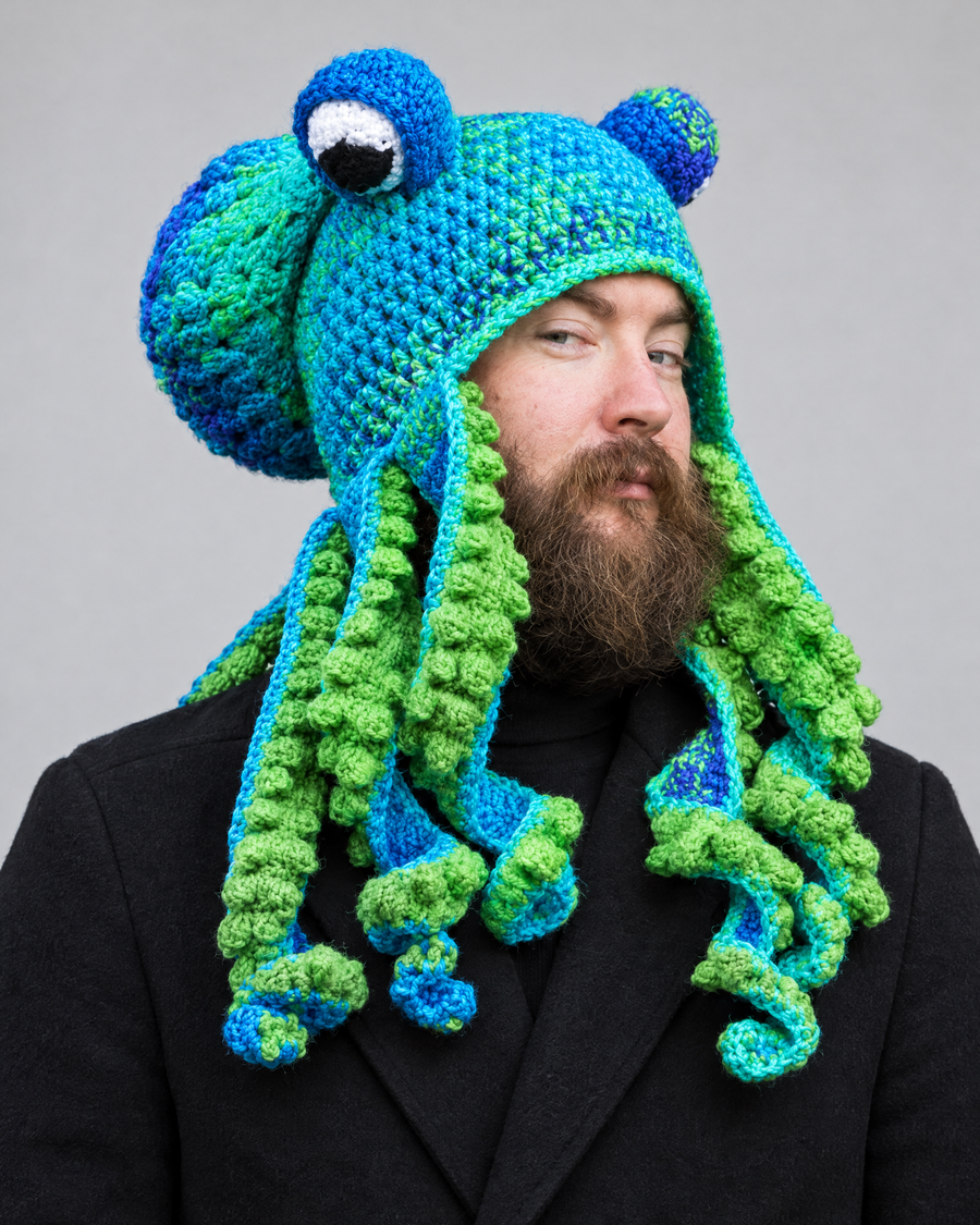 Crochet Octopus Beanie — Blue Green — hero [WB gallery 31/1]