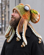 Crochet Octopus Beanie — Light Khaki Green — lifestyle [WB gallery 28/6]