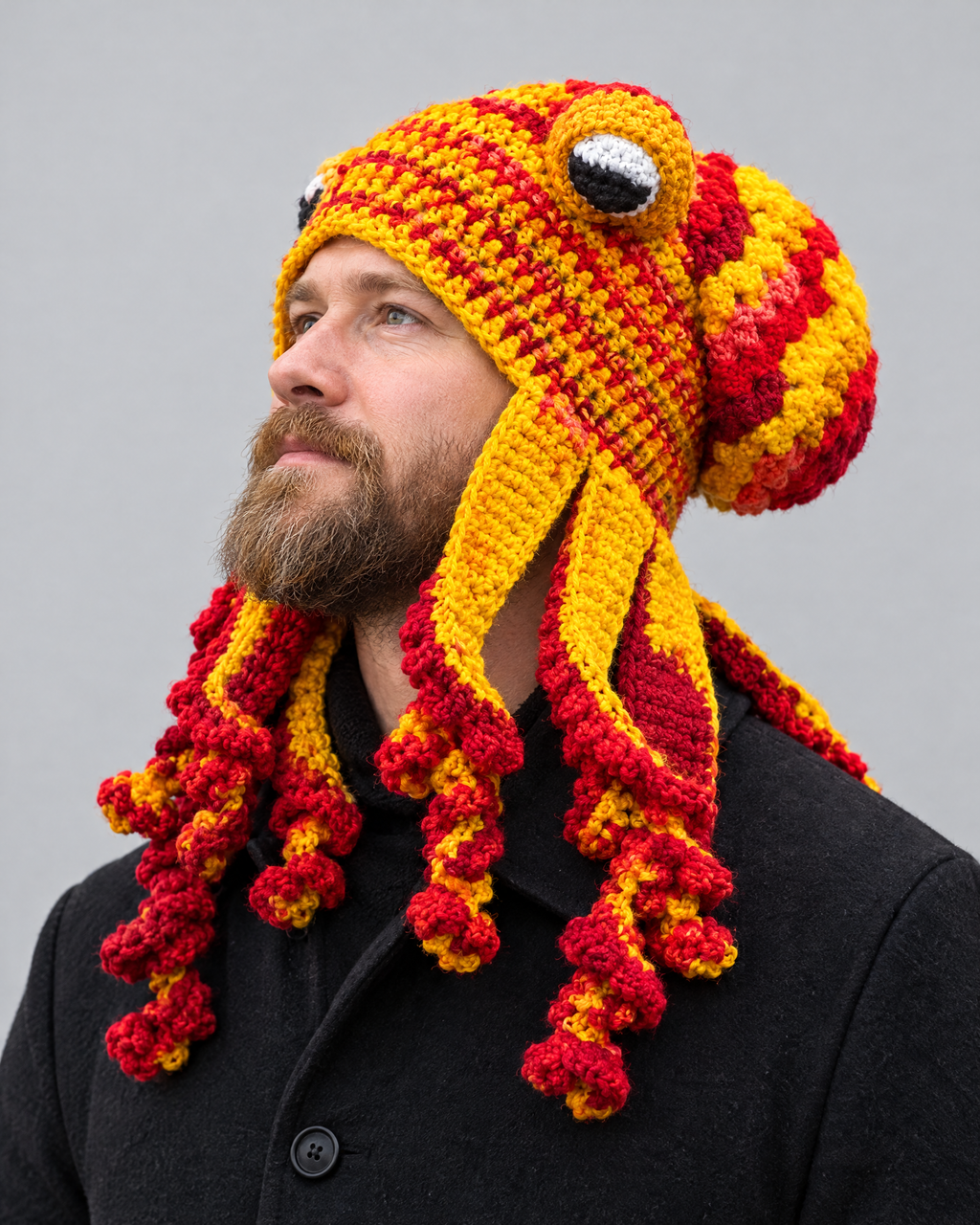 Crochet Octopus Beanie — Yellow Red — hero [WB gallery 32/1]