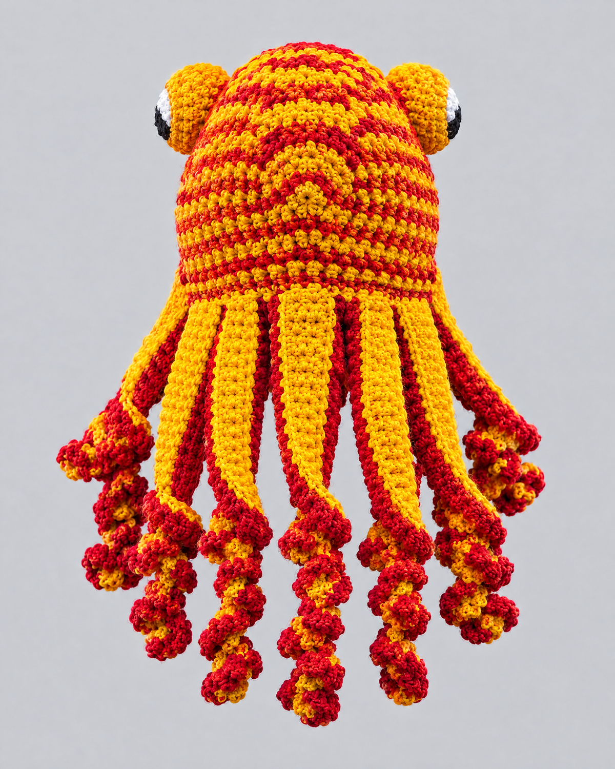 Crochet Octopus Beanie — Yellow Red — product back [WB gallery 32/3]