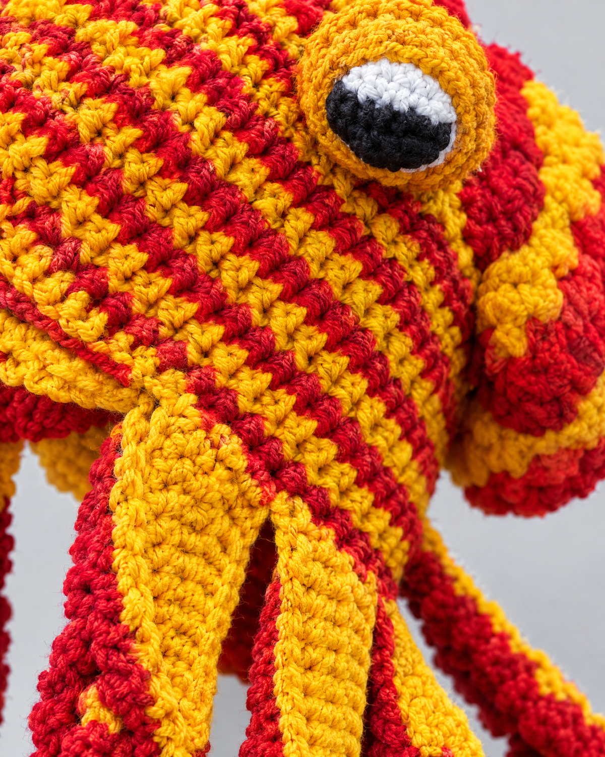 Crochet Octopus Beanie — Yellow Red — material [WB gallery 32/4]