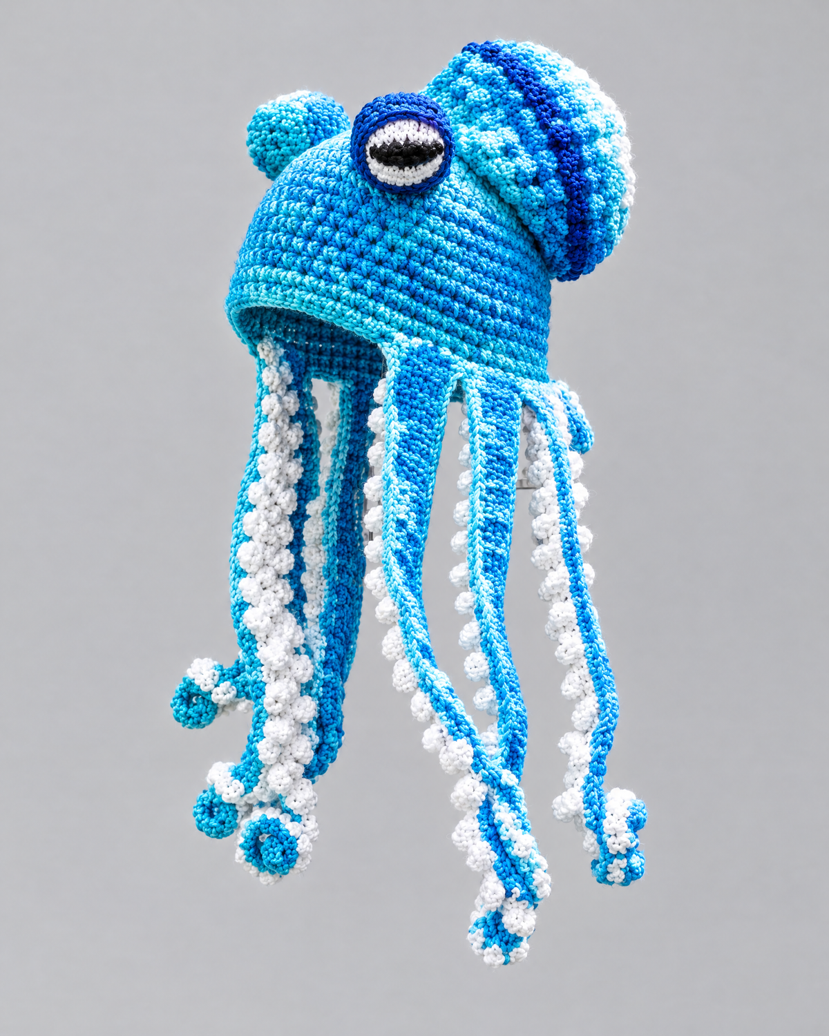Crochet Octopus Beanie — Blue White — product front [WB gallery 33/2]