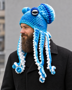Crochet Octopus Beanie — Blue White — lifestyle [WB gallery 33/6]
