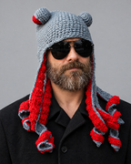 Crochet Octopus Beanie — Gray Red — hero [WB gallery 35/1]