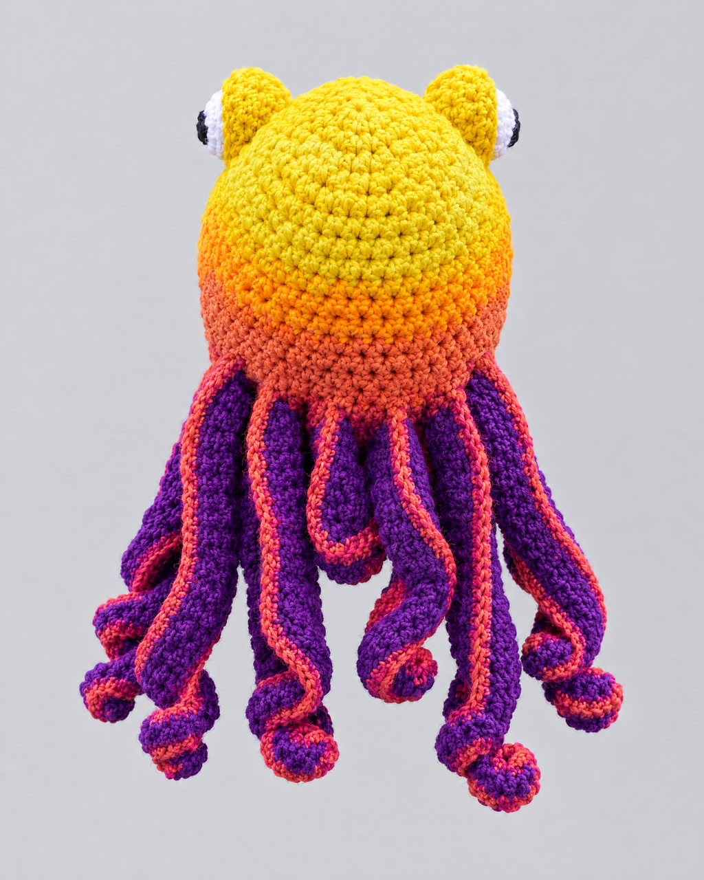 Crochet Octopus Beanie — Bright Yellow Purple — product back [WB gallery 34/3]