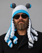 Crochet Octopus Beanie — Gray White Blue — hero [WB gallery 37/1]