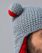 Crochet Octopus Beanie — Gray Red — fit detail [WB gallery 35/5]