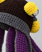 Crochet Octopus Beanie — Dark Coffee Purple — material [WB gallery 36/4]