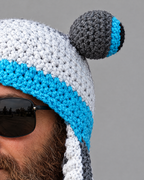 Crochet Octopus Beanie — Gray White Blue — fit detail [WB gallery 37/5]