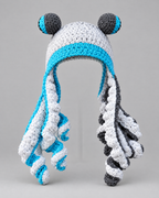 Crochet Octopus Beanie — Gray White Blue — product front [WB gallery 37/2]