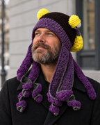 Crochet Octopus Beanie — Dark Coffee Purple — lifestyle [WB gallery 36/6]