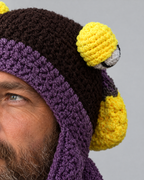 Crochet Octopus Beanie — Dark Coffee Purple — fit detail [WB gallery 36/5]