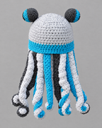 Crochet Octopus Beanie — Gray White Blue — product back [WB gallery 37/3]