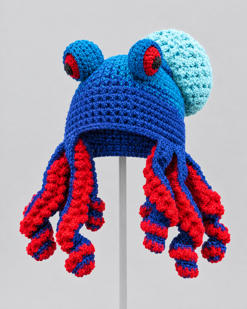 Crochet Octopus Beanie — Sapphire Blue Red — product front [WB gallery 38/2]