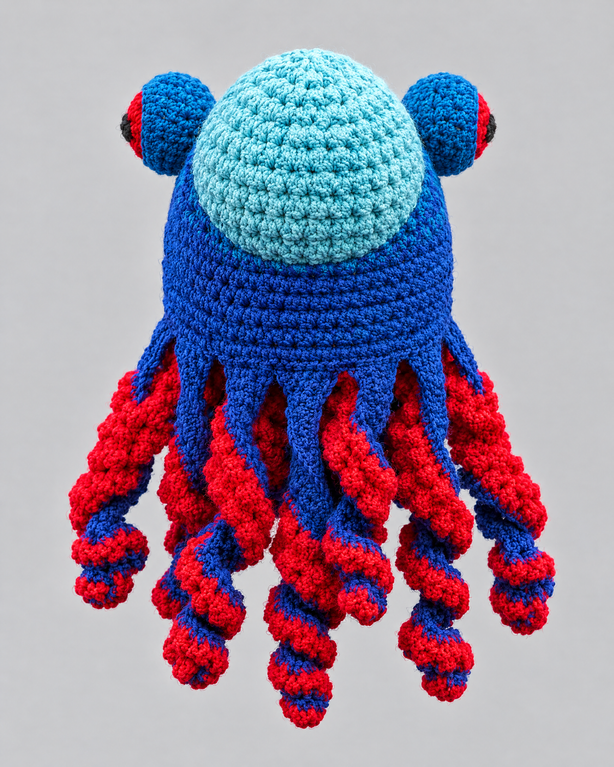 Crochet Octopus Beanie — Sapphire Blue Red — product back [WB gallery 38/3]