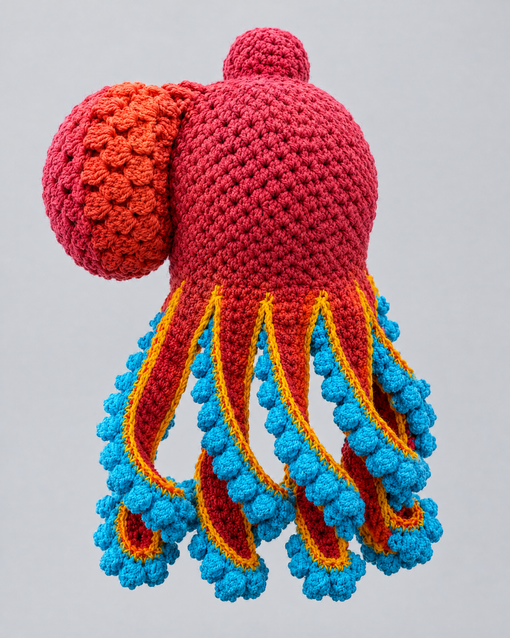 Crochet Octopus Beanie — Red Orange — product back [WB gallery 39/3]